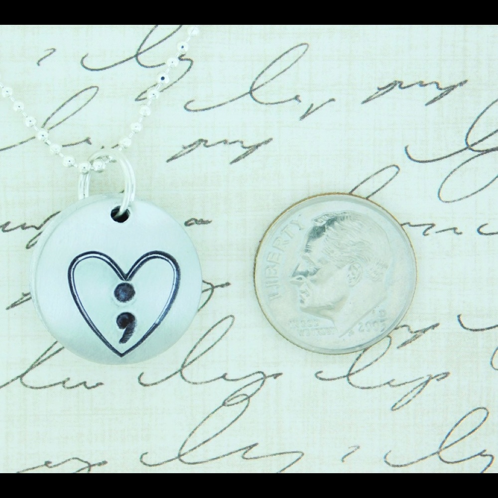Semicolon Inspirational Locket Dome Pendant - Picture 5 of 5